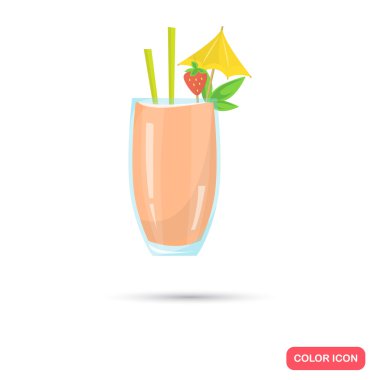 Renk düz alkol kokteyl simgesi. Düz tasarım
