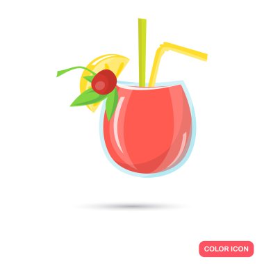 Renk düz alkol kokteyl simgesi. Düz tasarım