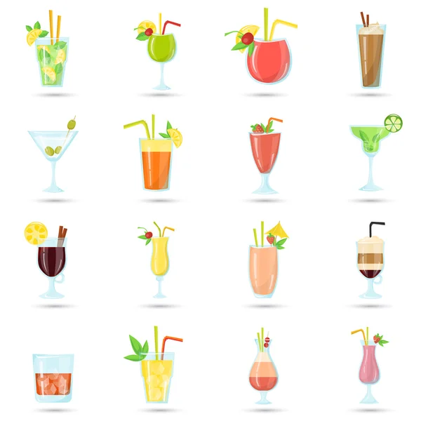 Set di diverse icone di cocktail di colore. Design piatto. Concetto moderno per web e mobile — Vettoriale Stock