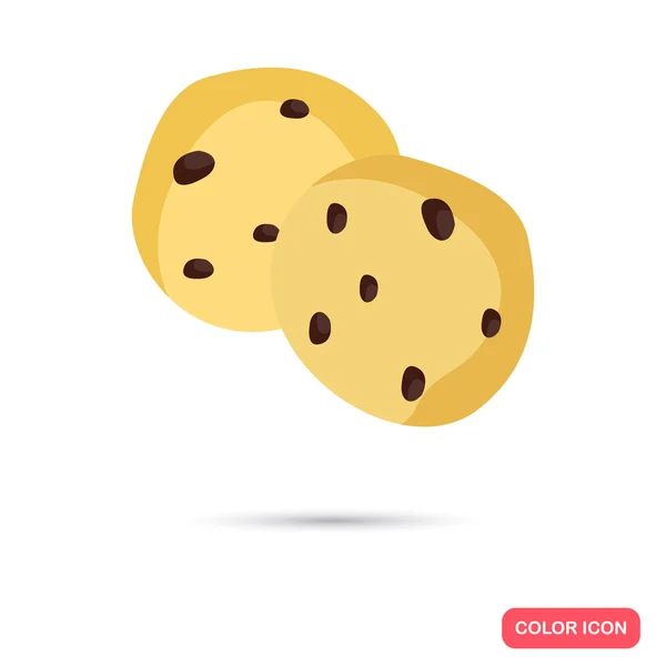 Galleta plana de color con icono de chocolate. Diseño plano — Vector de stock