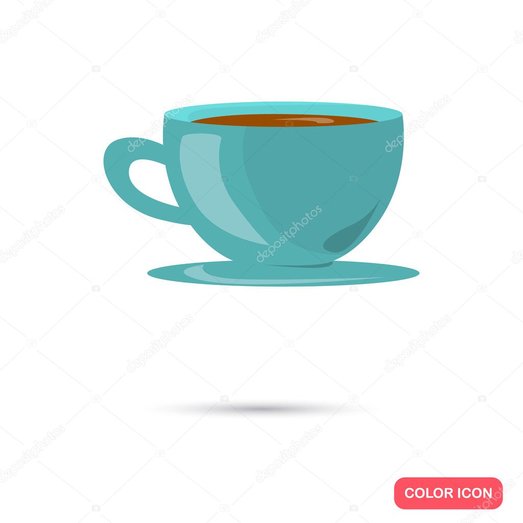 Color flat cup of tea icon. Flat design