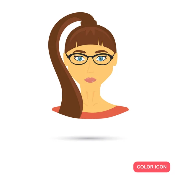 Human female avatar. Color flat icon — Stock Vector