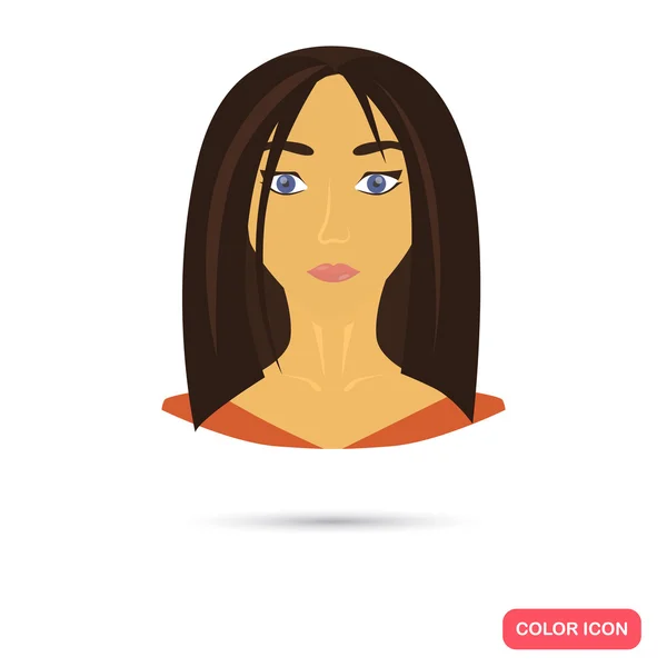 Avatar femenino humano. Icono plano de color — Vector de stock