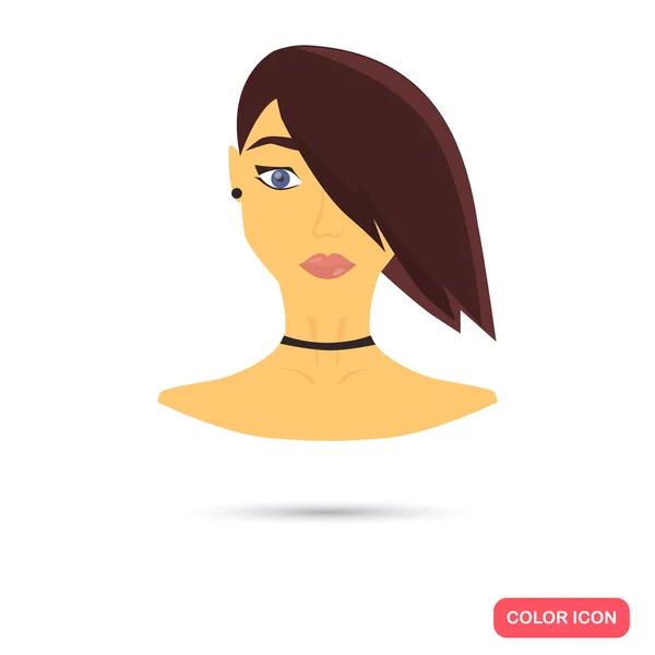 Human female avatar. Color flat icon — Stock Vector