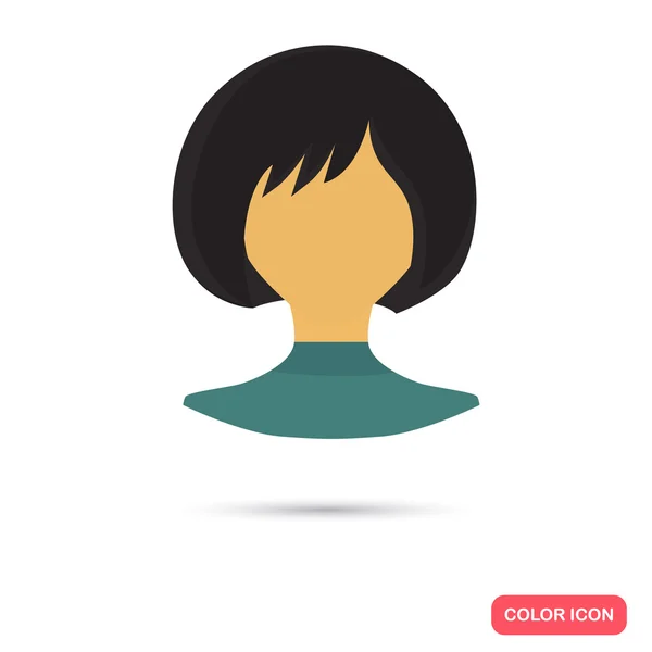 İnsan kadın avatar. Renk düz simgesi — Stok Vektör