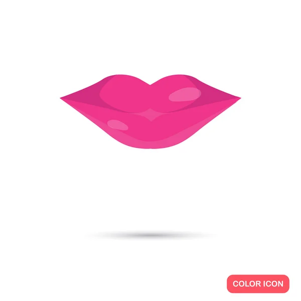 Color plumo labios de mujer. Icono plano de color — Vector de stock
