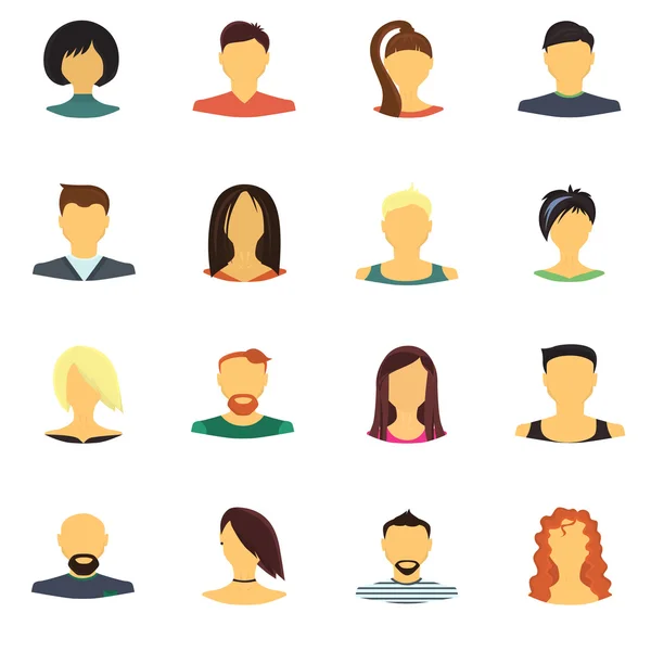 Conjunto de avatares humanos masculinos e femininos. Ícones de cor plana —  Vetores de Stock