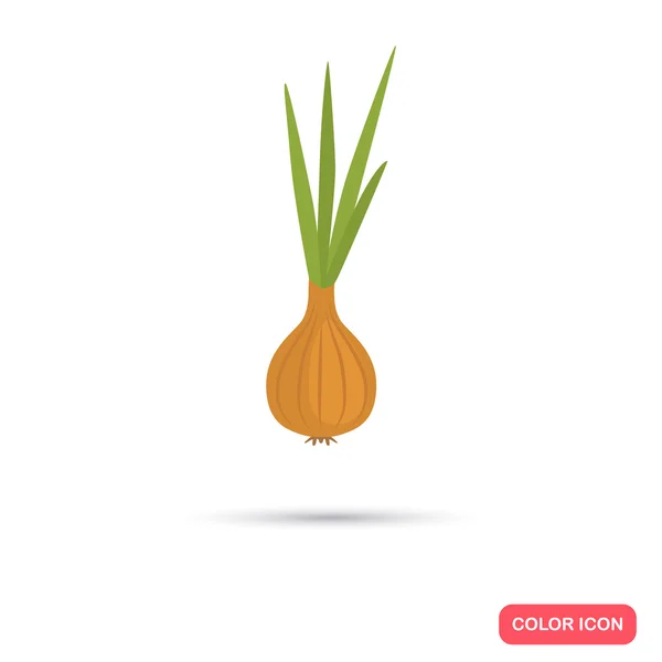 Cultivo agrícola de cebolla. Icono plano de color — Vector de stock