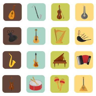 Müzik aletleri düz ayarlamak renk