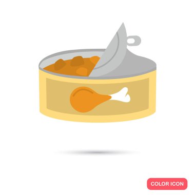 Kediler ve Köpekler renk simgesi için konserve yiyecek. Düz tasarım. Evde beslenen hayvan dükkan Tema