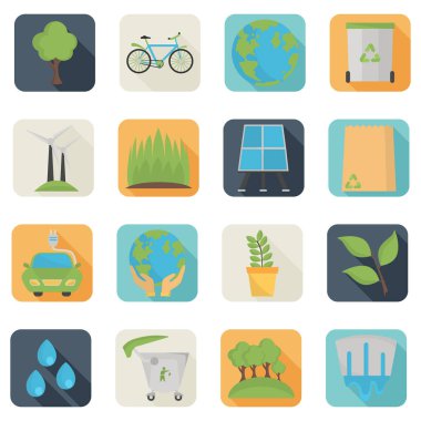 Exology öğeleri Icons set renk. Düz tasarım