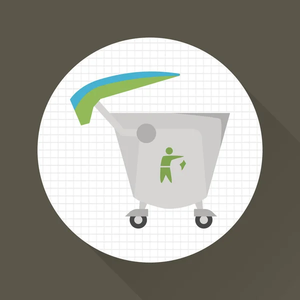 Ikon warna tong sampah. Rancangan yang datar. Tema lingkungan untuk web dan mobile - Stok Vektor