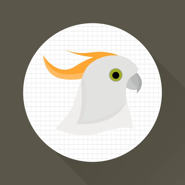 Parrot cockatoo color icon. Flat design. Pet shop theme — Stock Vector