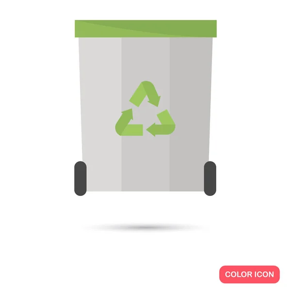 Ícone de cor da lata de lixo. Design plano. Tema ambiental para web e celular — Vetor de Stock
