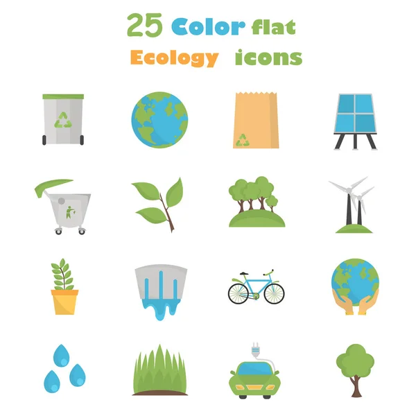 Set di icone a colori degli elementi esologici. Design piatto — Vettoriale Stock
