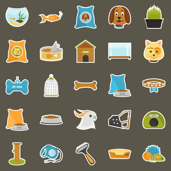 Conjunto de iconos de color de tienda de mascotas. Diseño plano. Tema Pet shop — Vector de stock