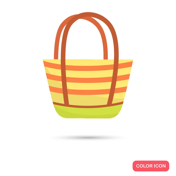 Beach bag color icon. Flat design for web and mobile — Stock Vector
