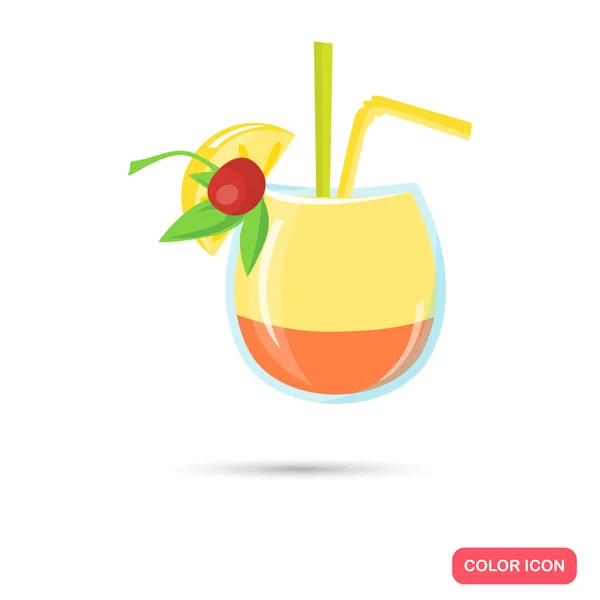 Cocktail kleur platte pictogram. Platte ontwerp voor web en mobiel — Stockvector