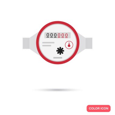 Sıcak su sayacı renk simgesi. Web ve mobil için düz tasarım