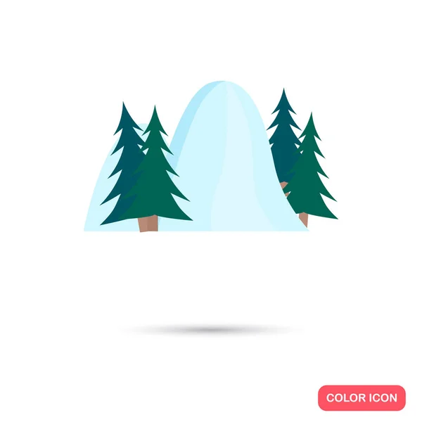 Icono de color de montañas de invierno. Diseño plano para web y móvil — Vector de stock