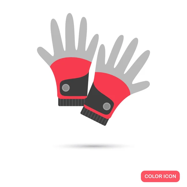 Winter handschoenen kleur pictogram. Platte ontwerp voor web en mobiel — Stockvector