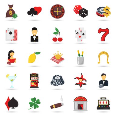 Yirmi beş casino renk düz simgelerin ayarlamak