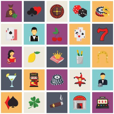 Yirmi beş casino renk düz simgelerin ayarlamak