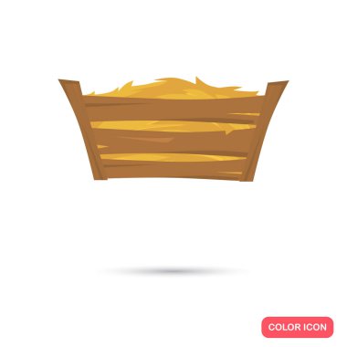 Besleyici otlayan hayvanlar için saman ile web ve mobil tasarım için düz simge renk