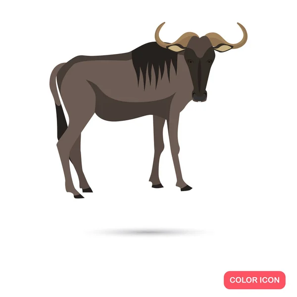 Wildebeest icono plano de color para el diseño web y móvil — Archivo Imágenes Vectoriales