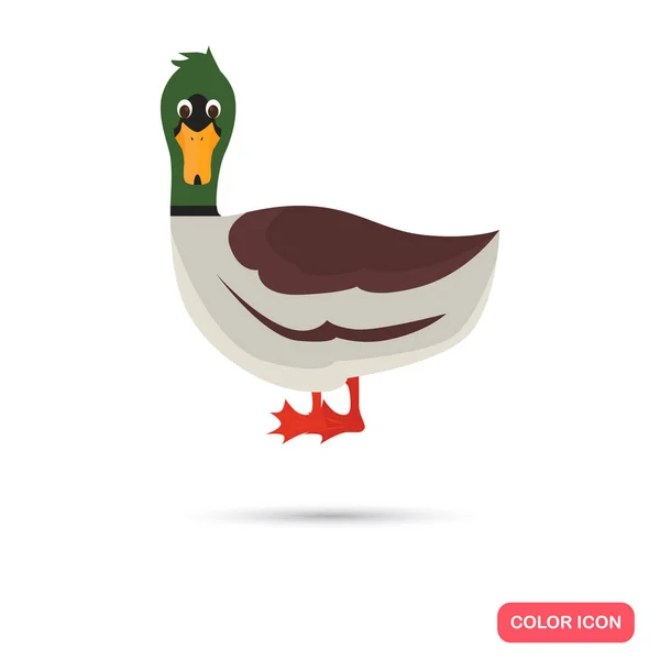 Duck color flat icon for web and mobile design — Stock Vector