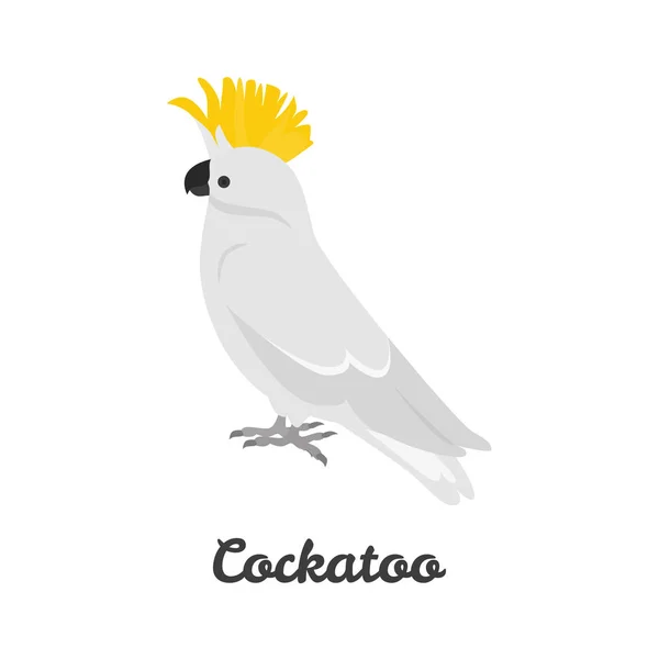 White cockatoo color flat icon for web and mobile design — Stock Vector