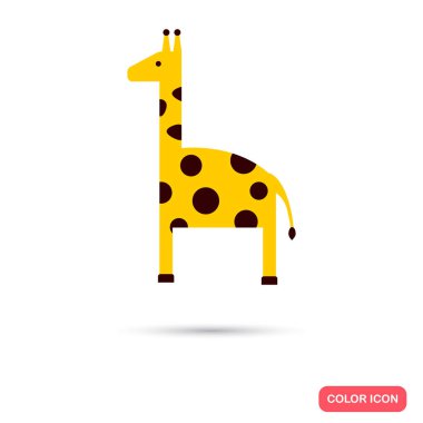 Çizgi film zürafayı renk düz simgesi