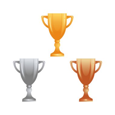 Web ve mobil tasarım için altın, gümüş ve bronz Icons kupa bardak