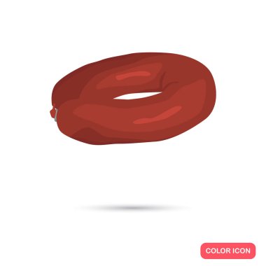 Gerçekçi tütsülenmiş sosis yüzük renk düz simgesi. Web ve mobil tasarım için