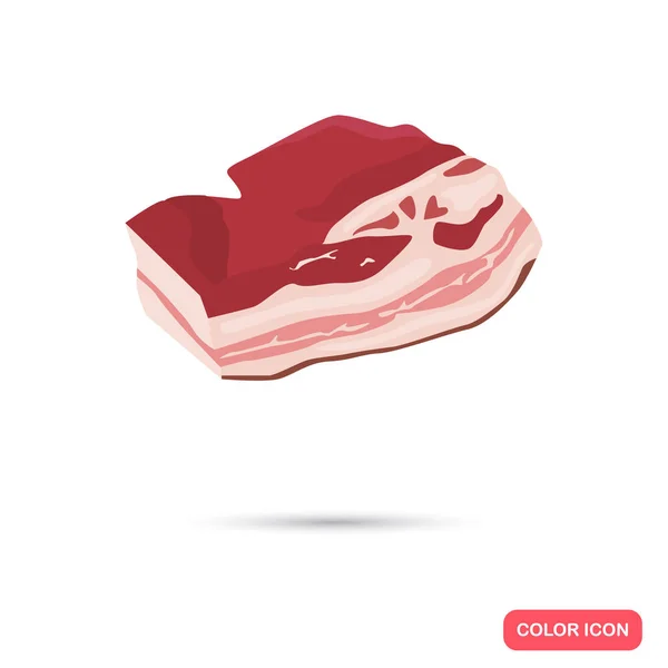 Realistic bacon slice color flat icon. For web and mobile design — Stock Vector