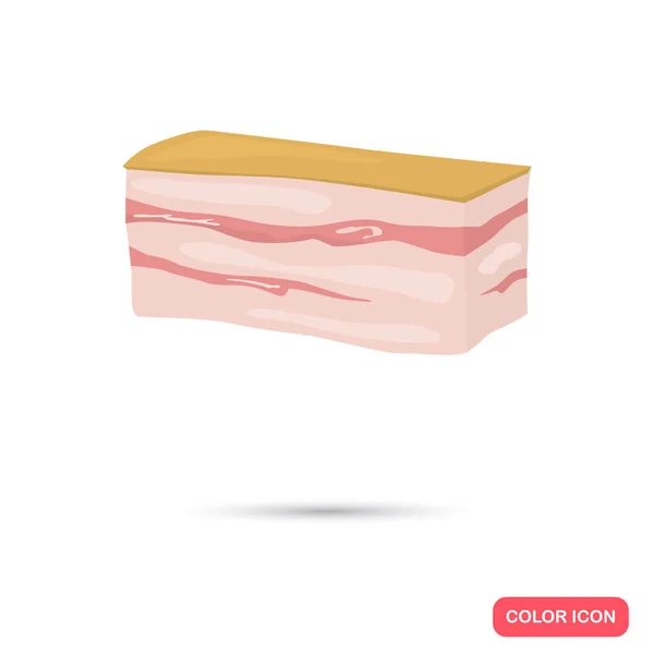 Suif de porc réaliste avec icône plate couleur viande. Pour la conception web et mobile — Image vectorielle