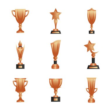 Web ve mobil tasarım için bronz kupa bardak Icons set