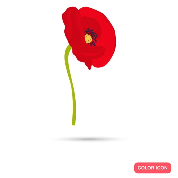Poppy color flat icon for web and mobile design — Stock Vector