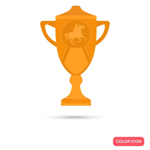 Copa del campeón en color de carreras de caballos icono plano para la web y el diseño móvil — Vector de stock