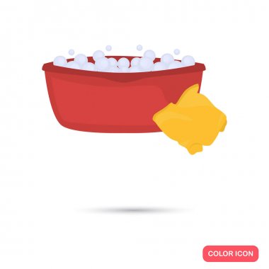 Web ve mobil tasarım için temizlik için köpük ve bez renk düz simgesi olan pelvis