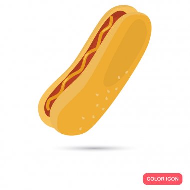 Sosisli sandviç renk düz simgesi web ve mobil tasarım için