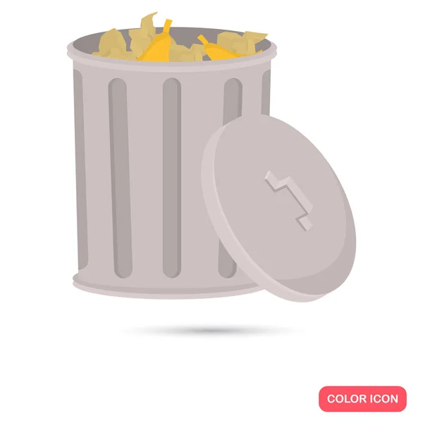 Basura con el icono plano del color de la basura para el diseño web y móvil — Vector de stock