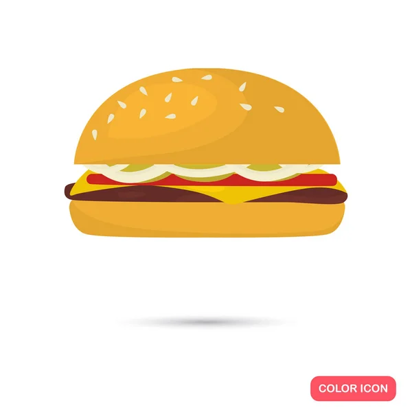 Hamburger kleur platte pictogram voor web en mobiele apparatuur — Stockvector