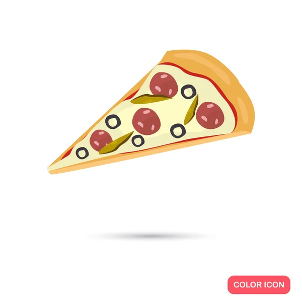 Pizza slice kleur platte pictogram voor web en mobiele apparatuur — Stockvector
