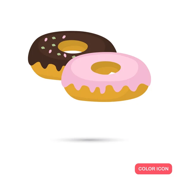 Sweet Donuts Farbe flaches Symbol für Web-und mobiles Design — Stockvektor