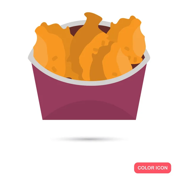 Kipnuggets kleur platte pictogram voor web en mobiele apparatuur — Stockvector