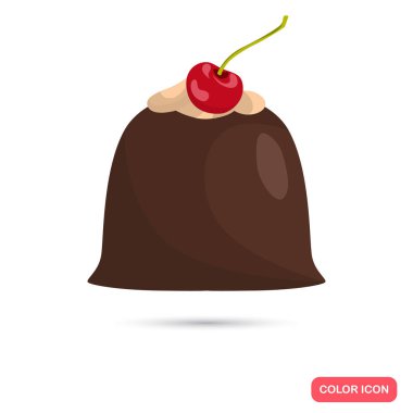 Web ve mobil tasarım için çikolatalı kek renk düz simgesi