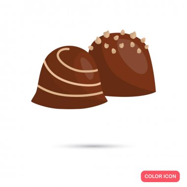 Çikolata şekerleme web ve mobil tasarım için düz simge renk