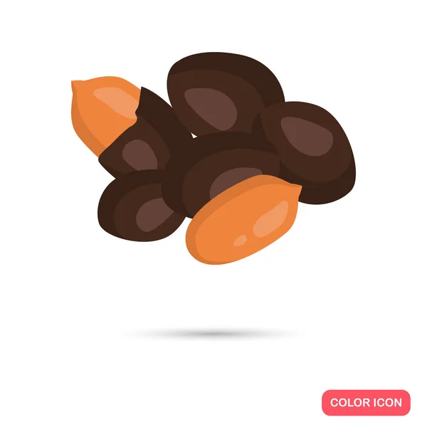 Arašídy v čokoládové barvy ploché ikony pro web a mobilní design — Stockový vektor