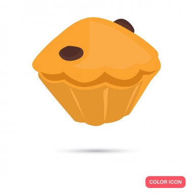 Web ve mobil tasarım için çikolata rengi düz simgesiyle cupcake